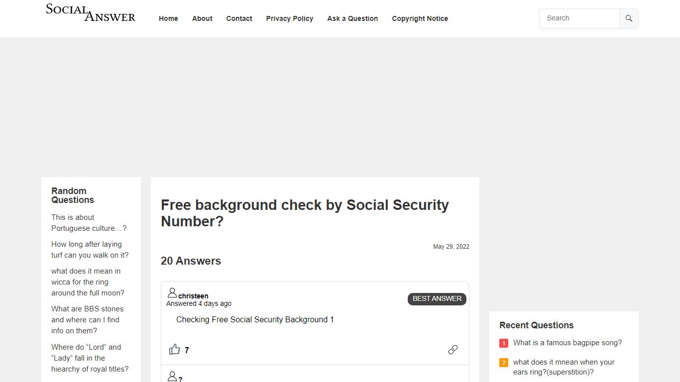 Free background check by Social Security Number?