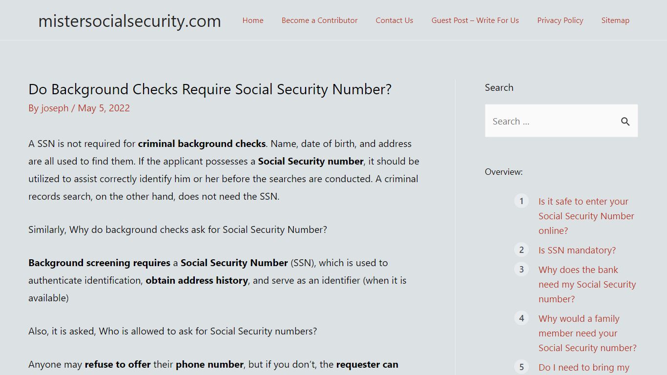 Do Background Checks Require Social Security Number?